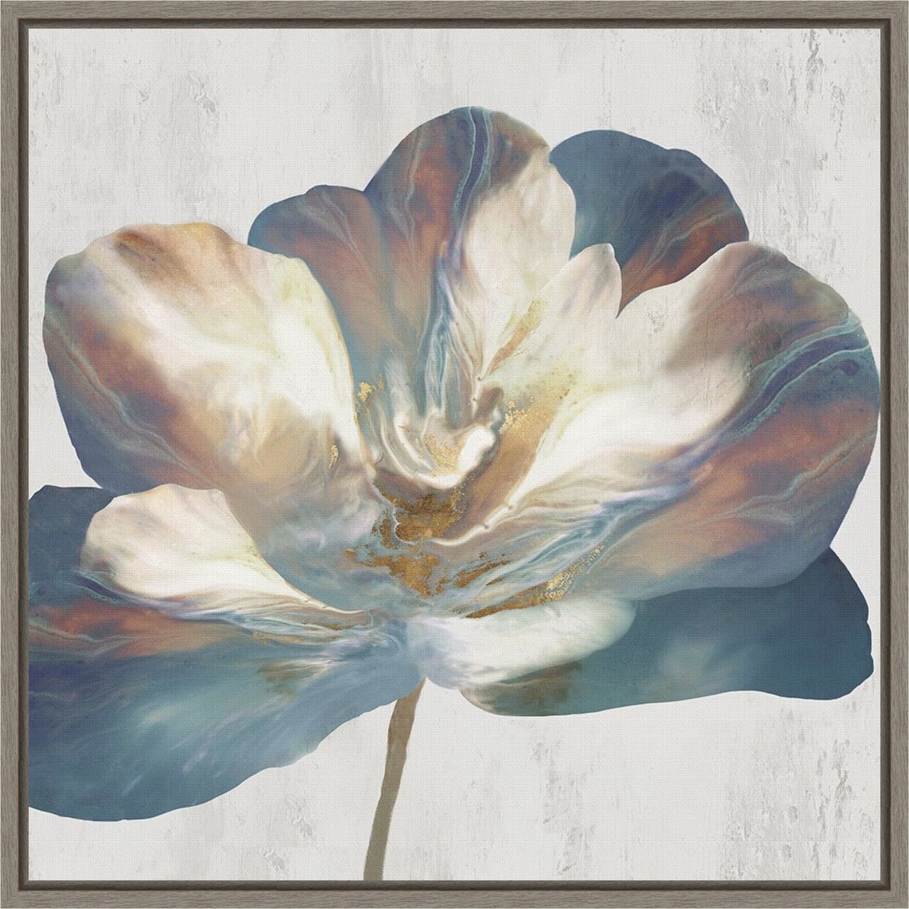 Glowing Soul (Flower) by Eva Watts 16-in. W x 16-in. H. Canvas Wall Art Print Framed in Grey